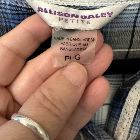 Allison Daley Blue and Black Plaid Button-Down Shirt - Picture 2 of 4